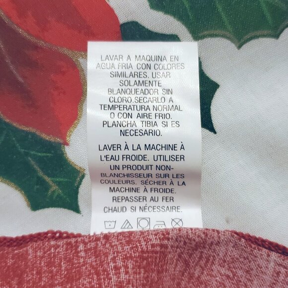 Christmas Holiday Tablecloth With Poinsettia Design 102" X 60" White and Red - Picture 5 of 8